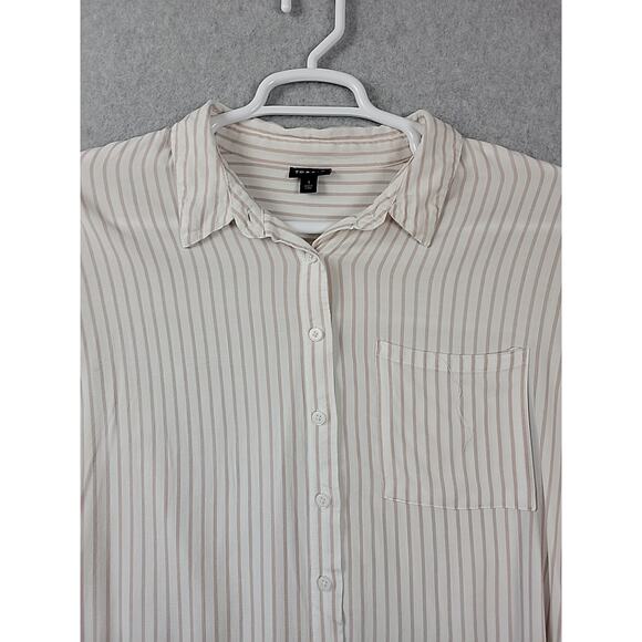 Torrid White Striped LS Button Up Beachy Casual Shirt Women's Plus 1X Stretch - Picture 3 of 12